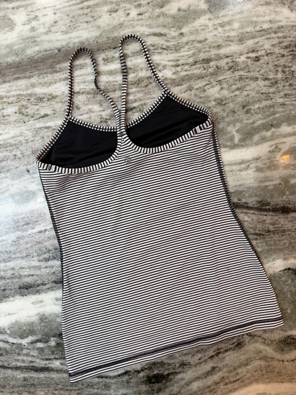 Lululemon Tank Top “Power Y Tank” Black & White Striped